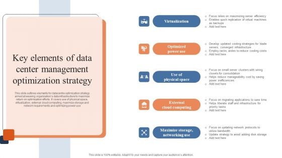 Key Elements Of Data Center Management Optimization Strategy Professional PDF