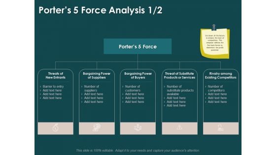 Key Elements Of Internal And External Factors Of Market Porters 5 Force Analysis Barrier Template PDF