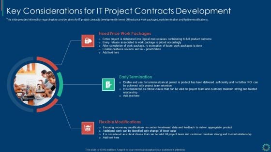 Key Elements Of Project Management IT Key Considerations For IT Project Contracts Development Ideas PDF