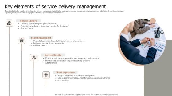 Key Elements Of Service Delivery Management Mockup PDF