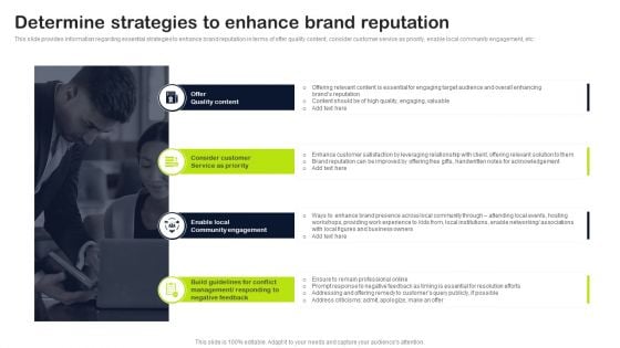 Key Elements Of Strategic Brand Administration Determine Strategies To Enhance Brand Reputation Clipart PDF