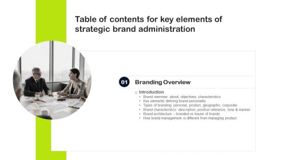 Key Elements Of Strategic Brand Administration Table Of Contents Rules PDF