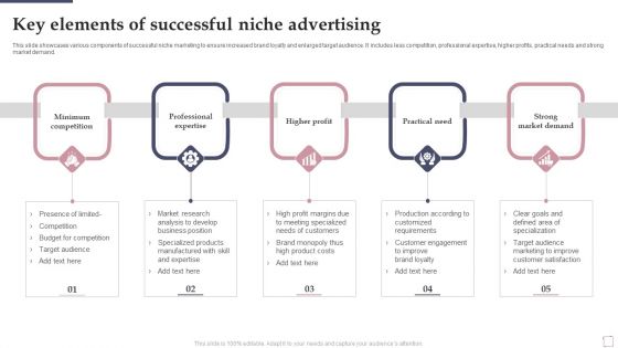 Key Elements Of Successful Niche Advertising Ppt PowerPoint Presentation Professional Skills PDF