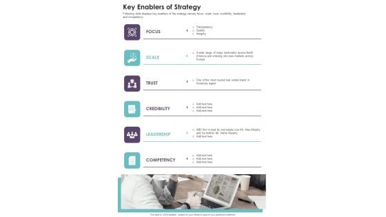Key Enablers Of Strategy One Pager Documents