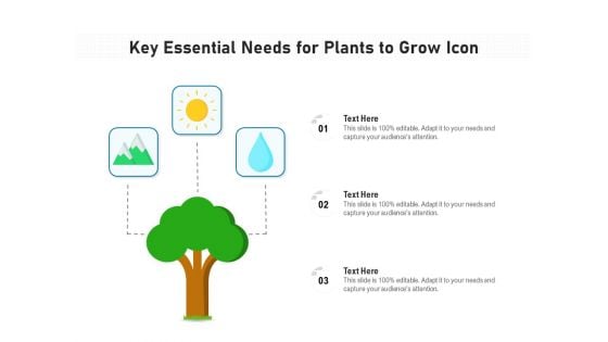 Key Essential Needs For Plants To Grow Icon Ppt PowerPoint Presentation Gallery Deck PDF