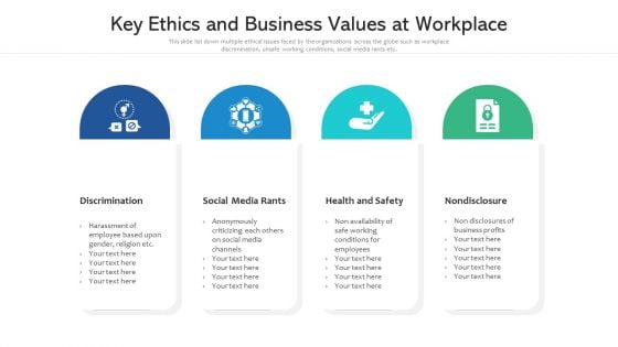 Key Ethics And Business Values At Workplace Ppt PowerPoint Presentation File Inspiration PDF Key Ethics And Business Values At Workplace Ppt PowerPoint Presentation File Inspiration PDF