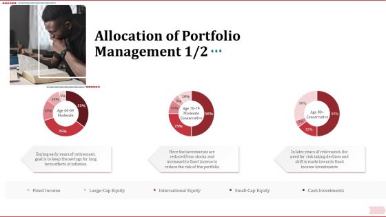 Key Factor In Retirement Planning Allocation Of Portfolio Management Cash Ppt Infographics Visual Aids PDF