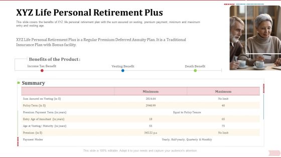Key Factor In Retirement Planning XYZ Life Personal Retirement Plus Professional PDF