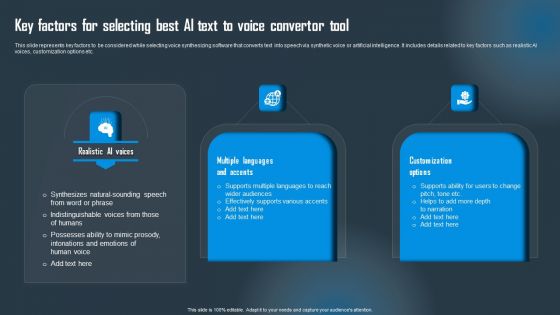 Key Factors For Selecting Best AI Text To Voice Convertor Tool Designs PDF