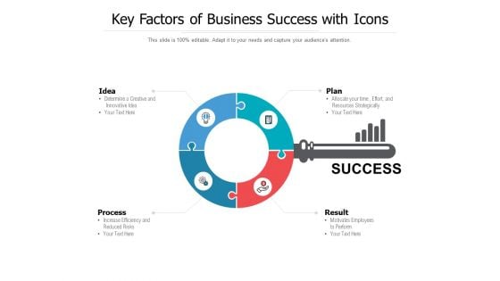 Key Factors Of Business Success With Icons Ppt PowerPoint Presentation Inspiration Tips