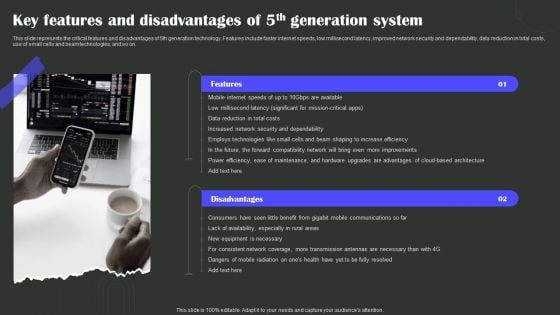 Key Features And Disadvantages Of 5Th Generation System Wireless Technology Transformation Diagrams PDF