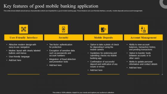 Key Features Of Good Mobile Banking Application Ppt Pictures Graphic Tips PDF