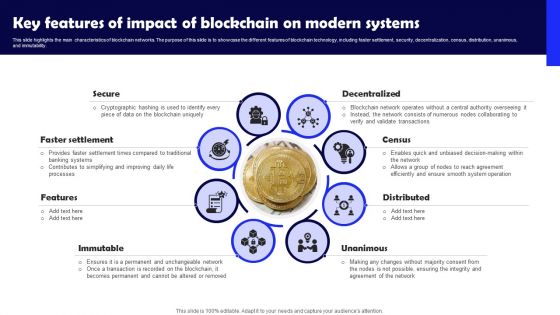 Key Features Of Impact Of Blockchain On Modern Systems Guidelines PDF