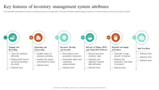 Key Features Of Inventory Management System Attributes Brochure PDF