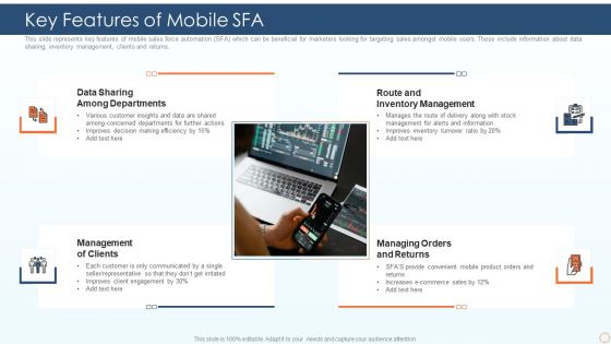 Key Features Of Mobile SFA Ppt PowerPoint Presentation File Mockup PDF