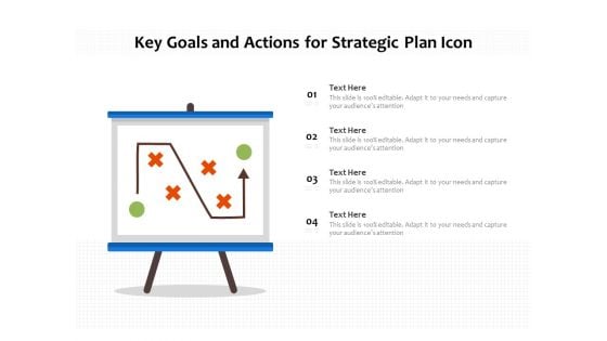 Key Goals And Actions For Strategic Plan Icon Ppt PowerPoint Presentation Gallery Styles PDF