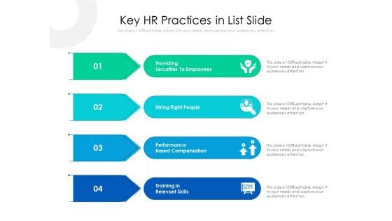 Key HR Practices In List Slide Ppt PowerPoint Presentation File Styles PDF