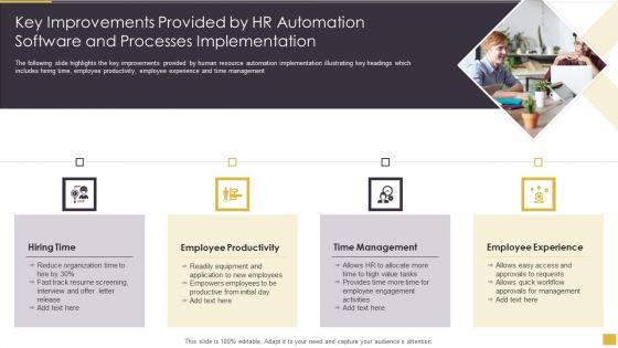 Key Improvements Provided By HR Automation Software And Processes Implementation Pictures PDF