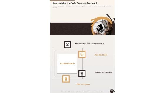 Key Insights For Cafe Business Proposal One Pager Sample Example Document Key Insights For Cafe Business Proposal One Pager Sample Example Document