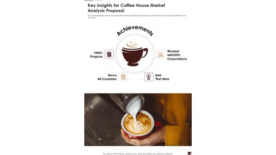 Key Insights For Coffee House Market Analysis Proposal One Pager Sample Example Document