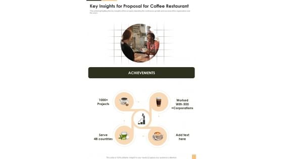 Key Insights For Proposal For Coffee Restaurant One Pager Sample Example Document