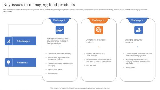 Key Issues In Managing Food Products Portrait PDF