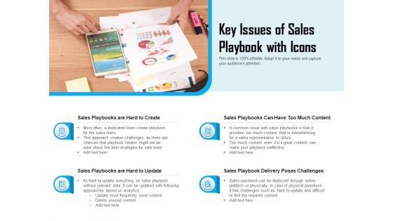 Key Issues Of Sales Playbook With Icons Ppt PowerPoint Presentation File Objects PDF