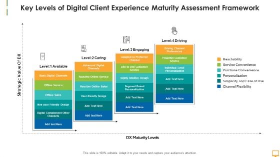 Key Levels Of Digital Client Experience Maturity Assessment Framework Ppt Inspiration