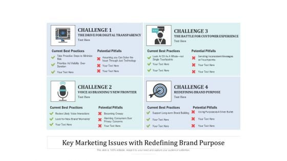 Key Marketing Issues With Redefining Brand Purpose Ppt PowerPoint Presentation Gallery Icon PDF