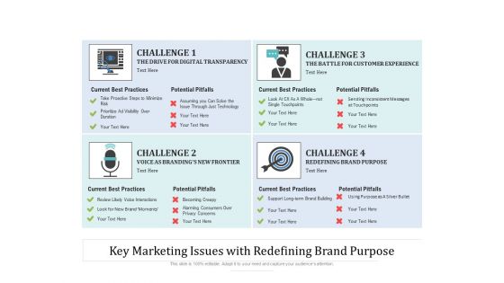 Key Marketing Issues With Redefining Brand Purpose Ppt PowerPoint Presentation Gallery Icon PDF