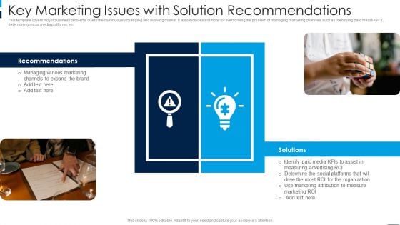 Key Marketing Issues With Solution Recommendations Clipart PDF