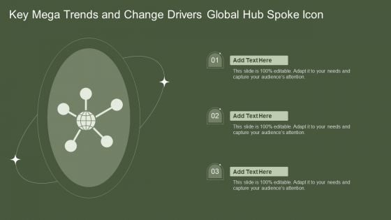 Key Mega Trends And Change Drivers Global Hub Spoke Icon Infographics PDF