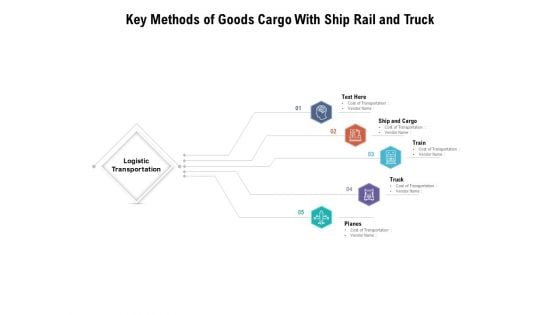 Key Methods Of Goods Cargo With Ship Rail And Truck Ppt PowerPoint Presentation Infographics Slide Download PDF