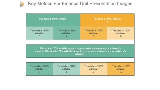 Key Metrics For Finance Unit Presentation Images