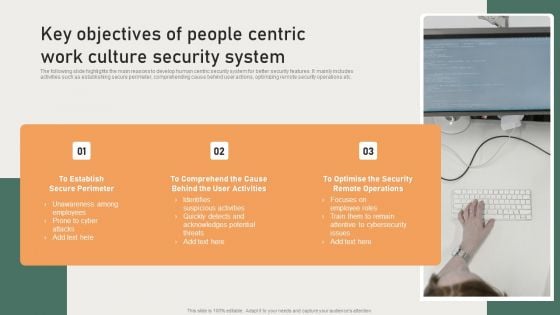 Key Objectives Of People Centric Work Culture Security System Infographics PDF