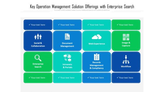 Key Operation Management Solution Offerings With Enterprise Search Ppt PowerPoint Presentation File Outline PDF