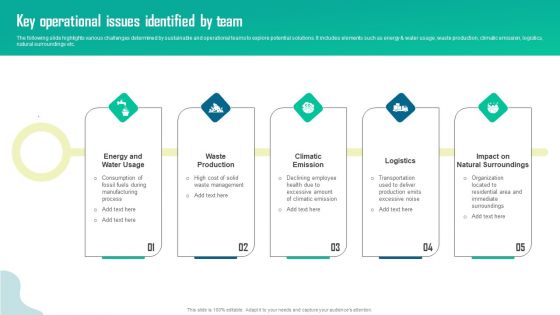 Key Operational Issues Identified By Team Formats PDF