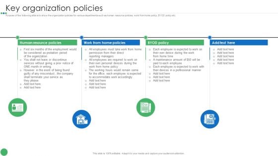 Key Organization Policies Guide To Enhance Organic Growth By Advancing Business Procedures Brochure PDF