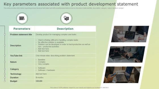 Key Parameters Associated With Product Development Statement Information PDF