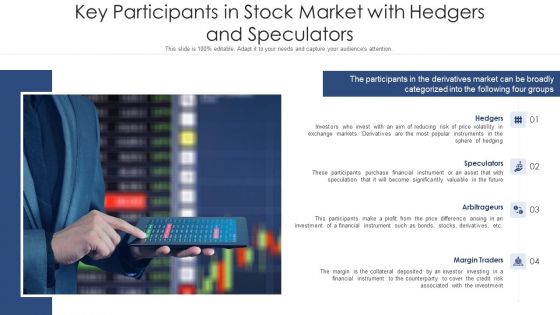 Key Participants In Stock Market With Hedgers And Speculators Ppt PowerPoint Presentation Portfolio Templates PDF