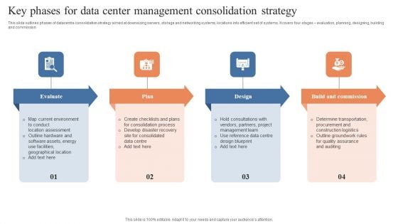 Key Phases For Data Center Management Consolidation Strategy Template PDF