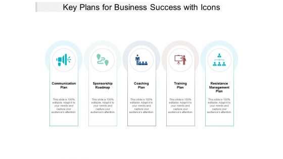 Key Plans For Business Success With Icons Ppt PowerPoint Presentation Gallery Tips