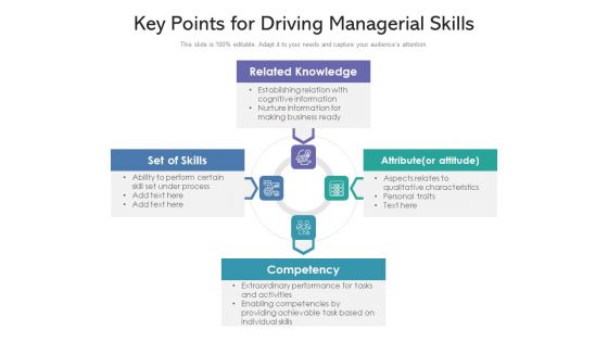 Key Points For Driving Managerial Skills Ppt PowerPoint Presentation Gallery Graphics Template PDF