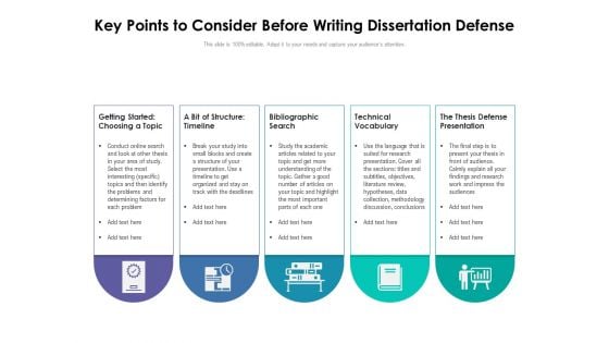 Key Points To Consider Before Writing Dissertation Defense Ppt PowerPoint Presentation Infographics Good PDF