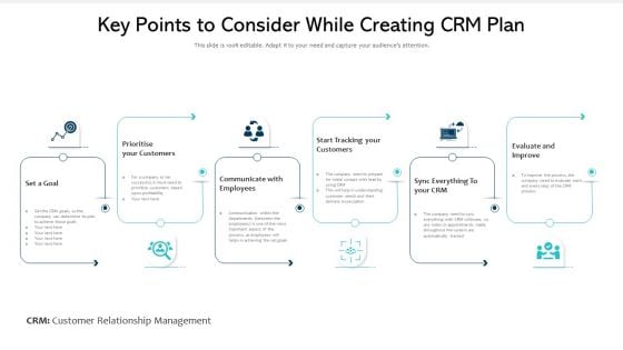 Key Points To Consider While Creating CRM Plan Ppt PowerPoint Presentation Show Vector PDF