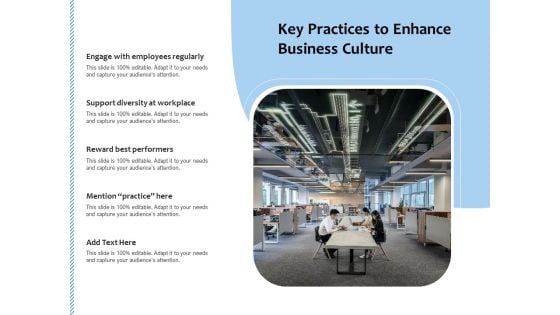 Key Practices To Enhance Business Culture Ppt PowerPoint Presentation File Example File PDF