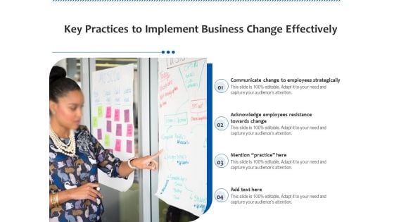 Key Practices To Implement Business Change Effectively Ppt PowerPoint Presentation Gallery Pictures PDF