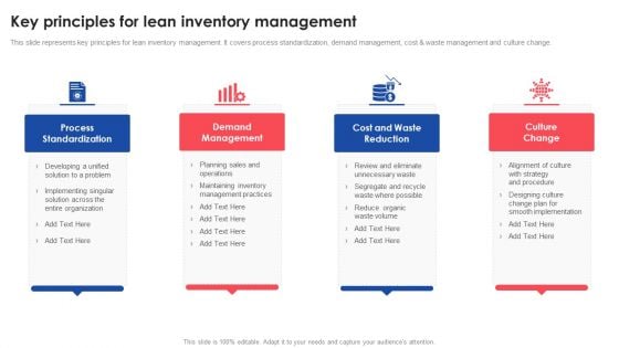 Key Principles For Lean Inventory Management Deploying And Managing Lean Infographics PDF