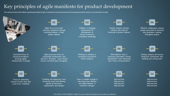 Key Principles Of Agile Manifesto For Product Administration Through Agile Playbook Designs PDF