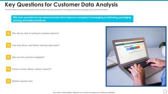 Key Questions For Customer Data Analysis Icons PDF